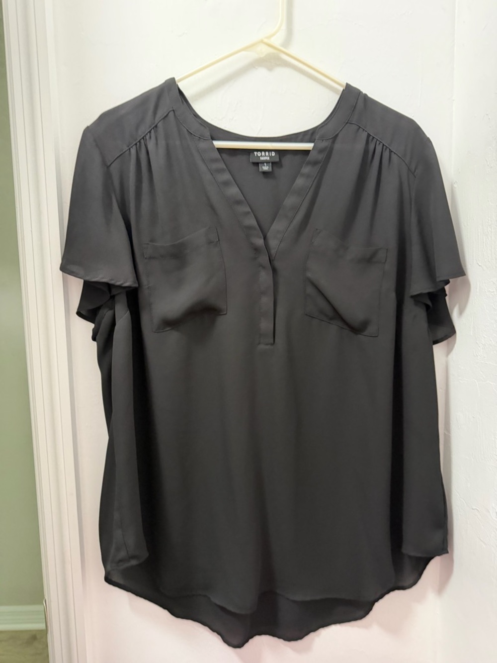 torrid Black V-Neck Flutter Sleeve Blouse